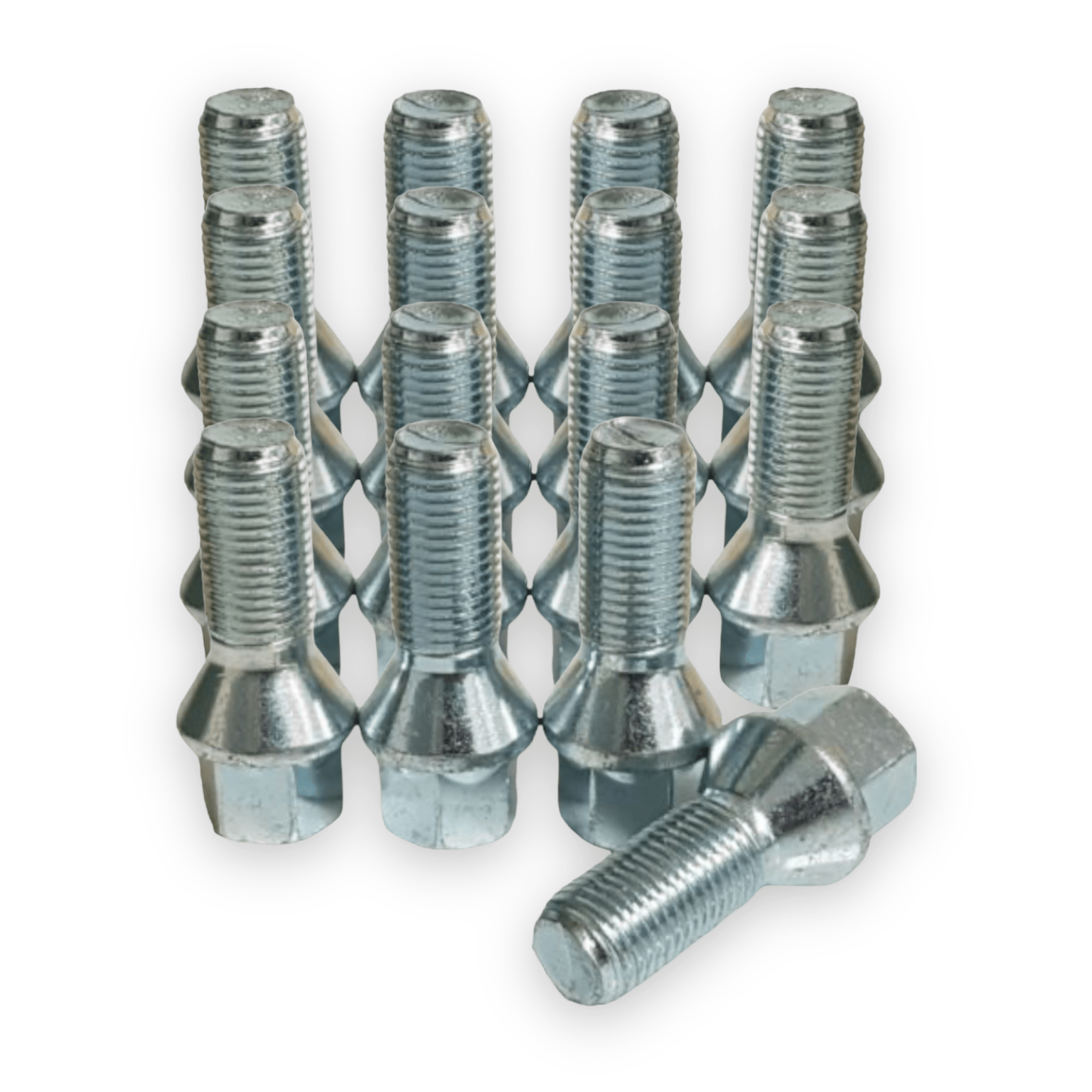 16 x Fiat Original Style Alloy Wheel Bolts M12 x 1.25 silver Nut Lug
